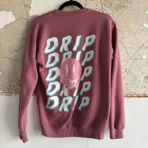 Casual Streetwear Drip Graphic Sweatshirt Pink Small